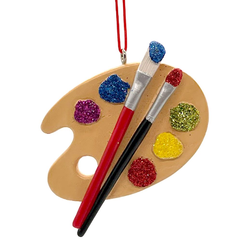 Painters Palette Resin Hanging Christmas Ornament - Size 3 in.