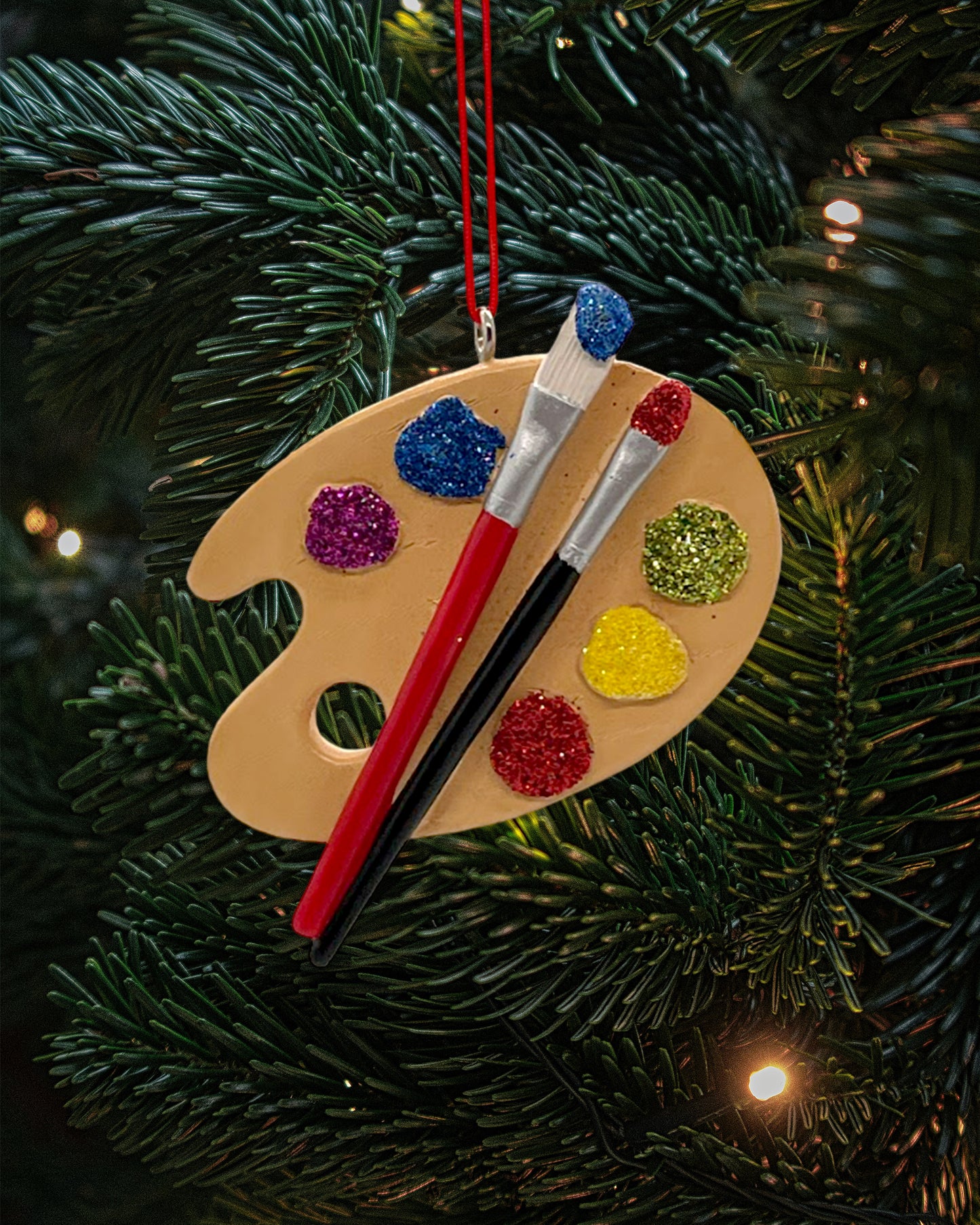 Painters Palette Resin Hanging Christmas Ornament - Size 3 in.