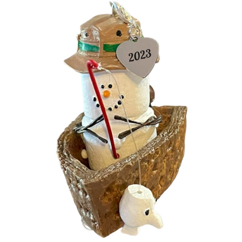 S'mores Fishing Ornament dated 2023