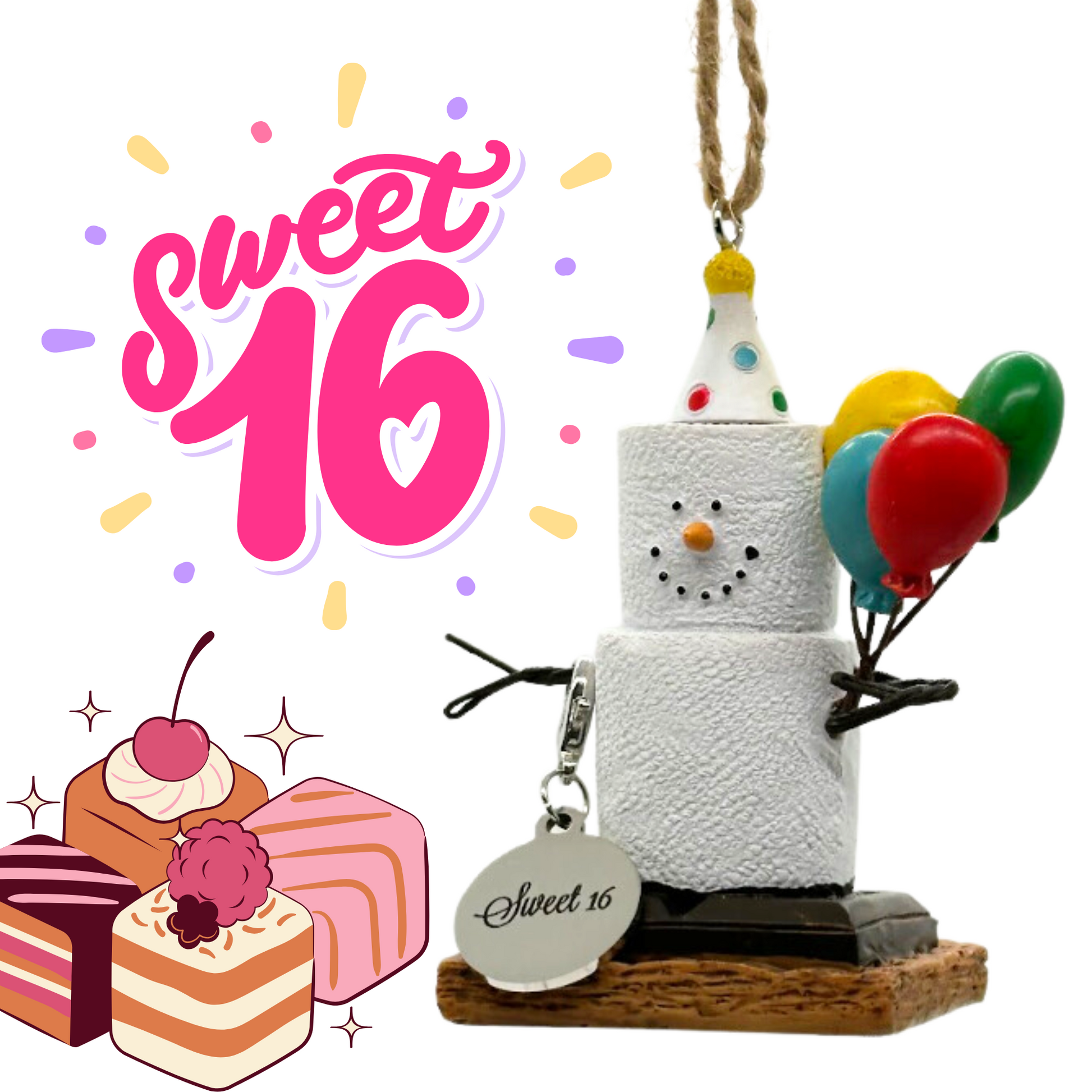 Sweet 16 S'mores Ornament -  Happy Birthday