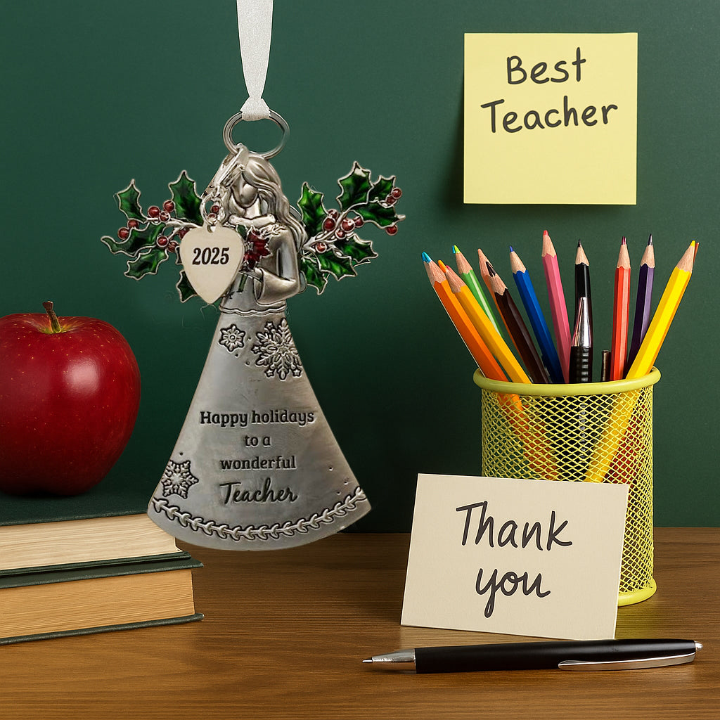 2025 Teacher Angel Ornament - Happy Holidays