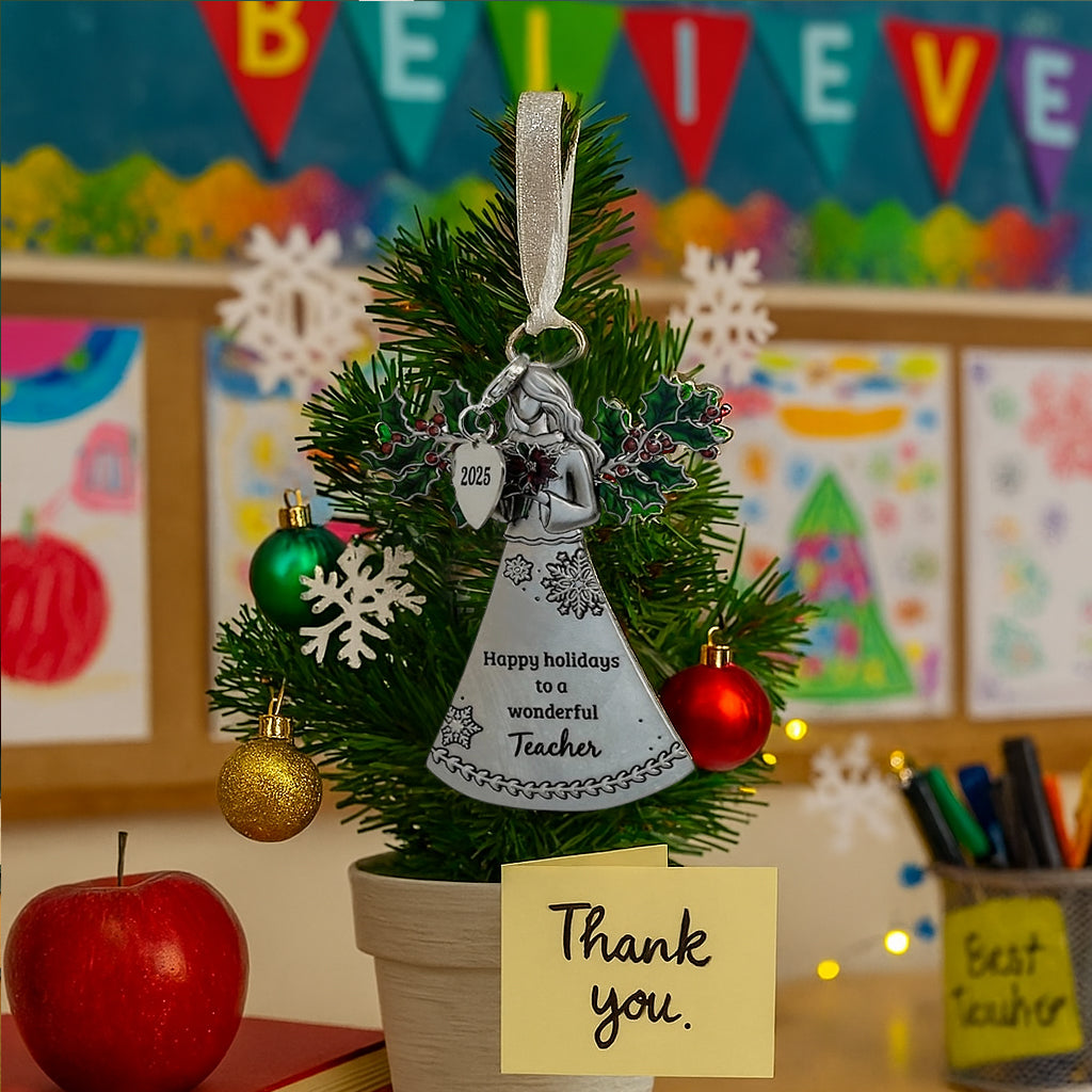 2025 Teacher Angel Ornament - Happy Holidays
