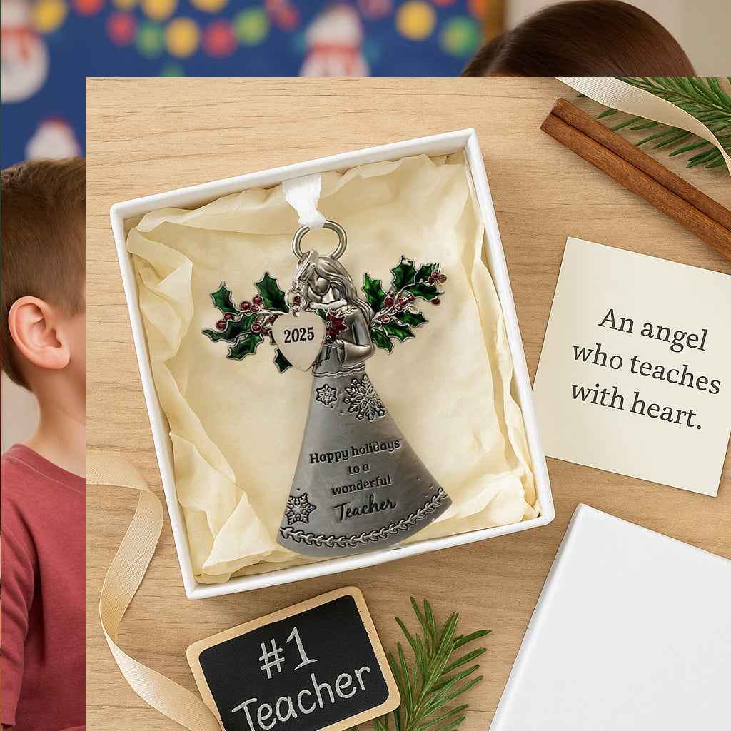 2025 Teacher Angel Ornament - Happy Holidays
