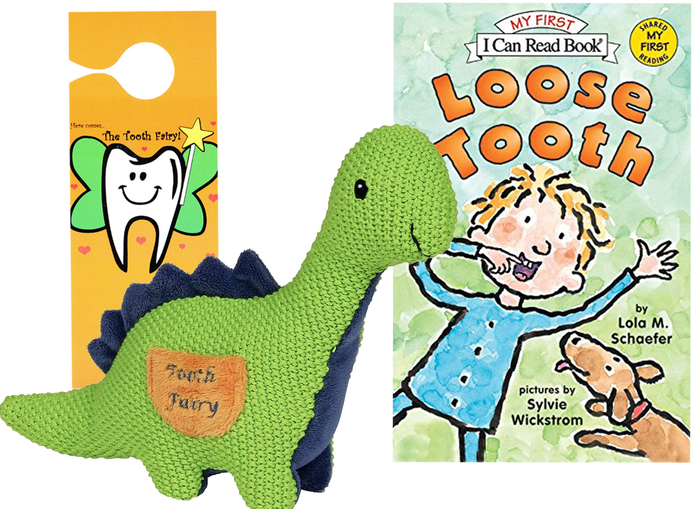 Maison Chic Tooth Fairy Kit - Danny The Dinosaur with Loose Tooth Book