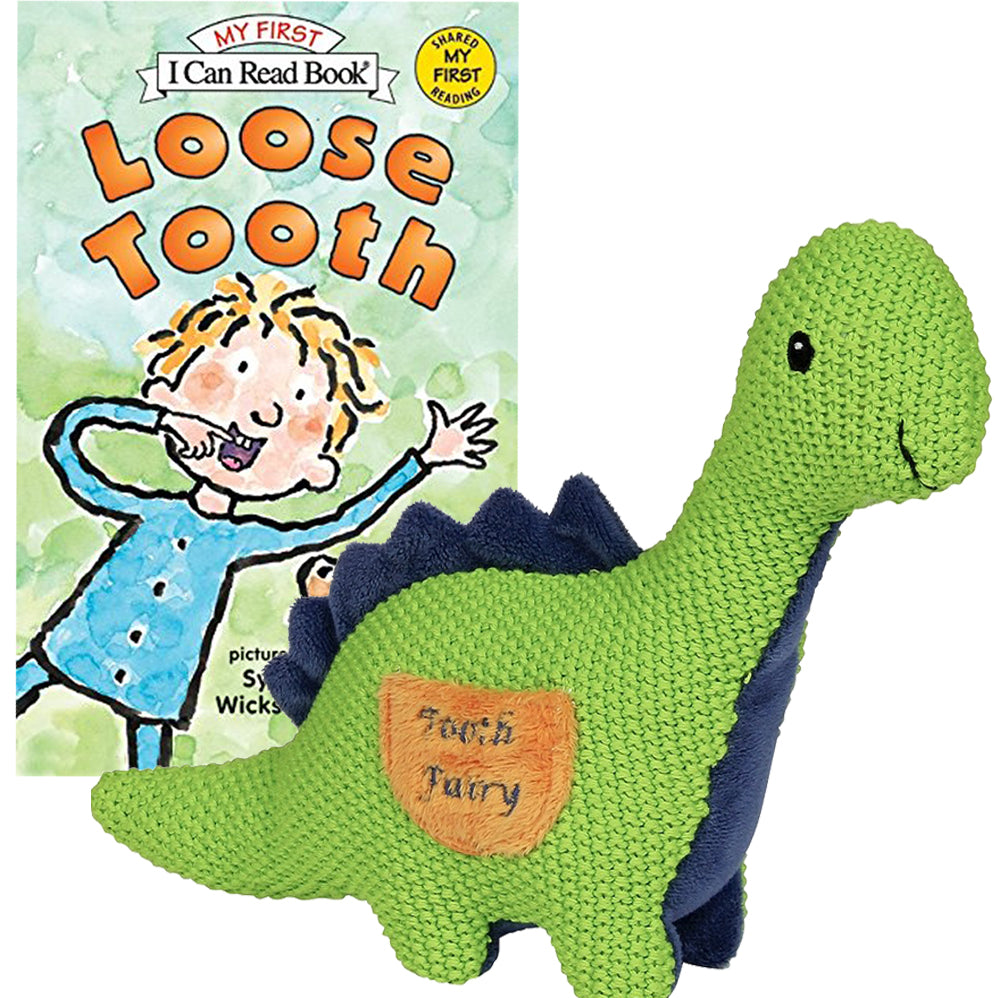 Maison Chic Tooth Fairy Kit - Danny The Dinosaur with Loose Tooth Book