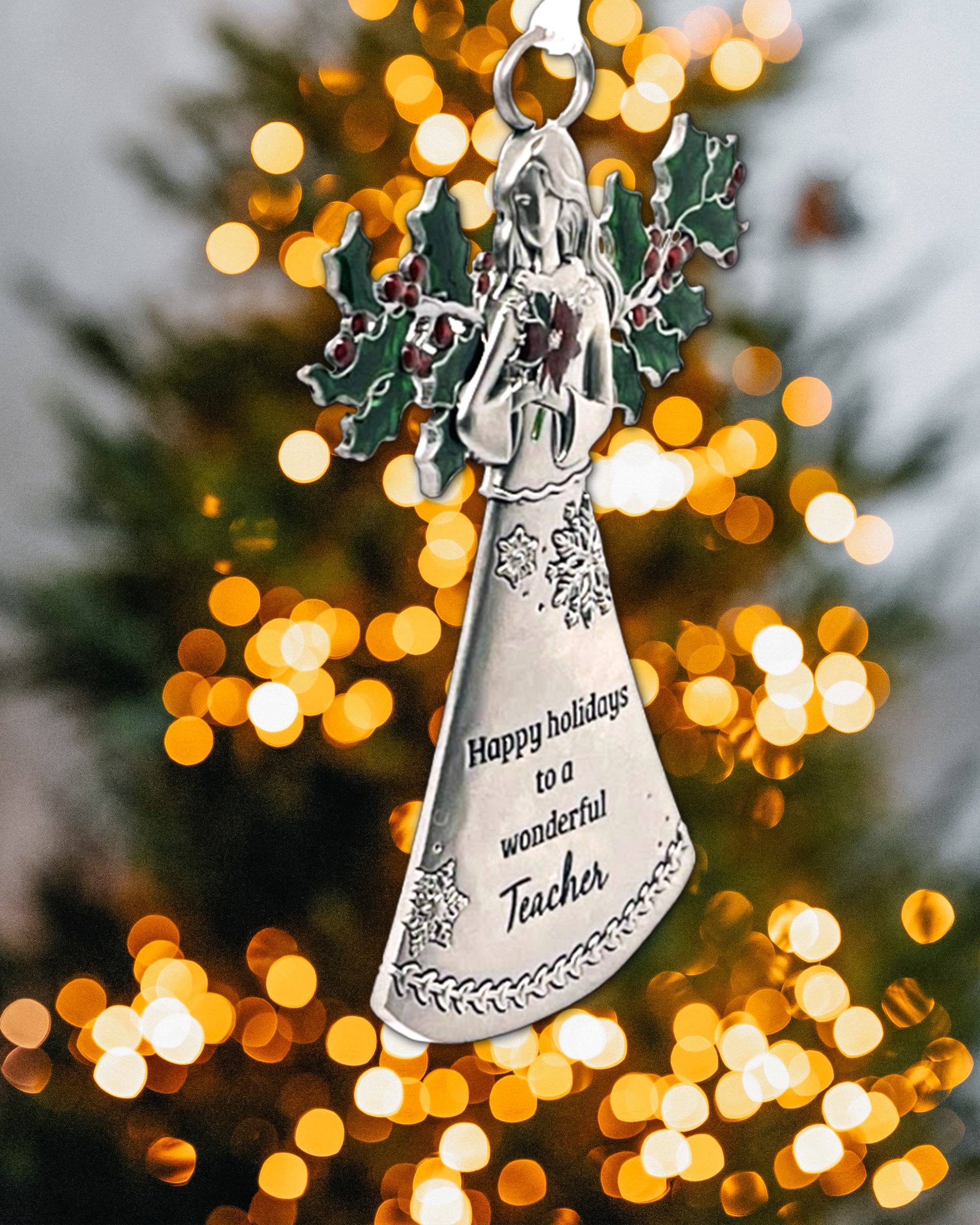 Teacher Angel Ornament - Happy Holidays