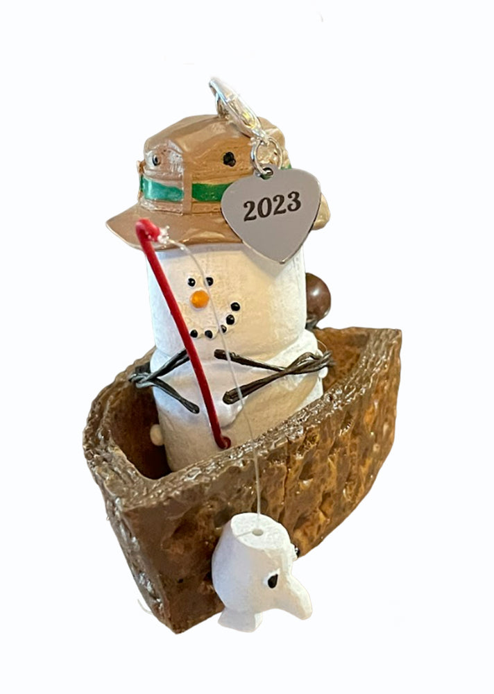 S'mores Fishing Ornament dated 2023