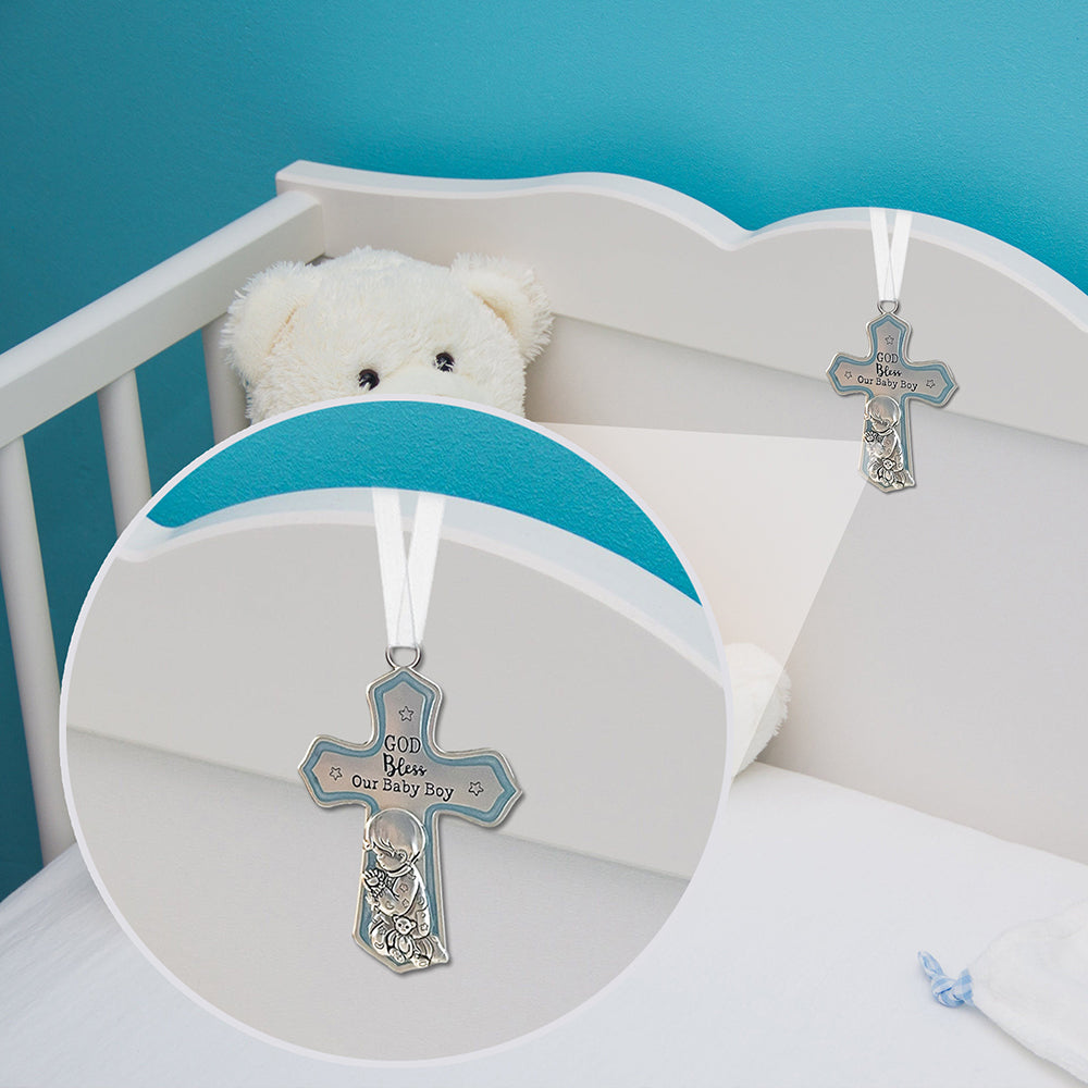 Crib Cross "God Bless Our Baby Boy" in a Gift Box