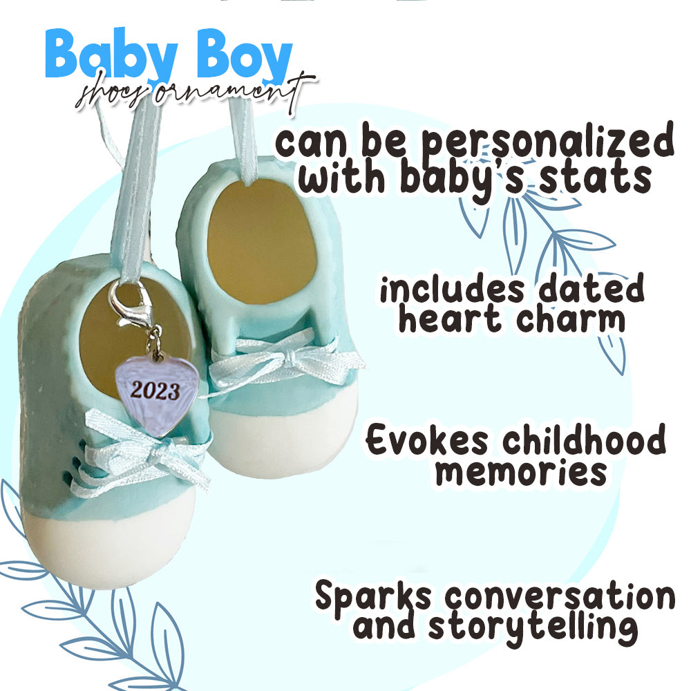 Baby Boy Blue Shoe Ornament Dated 2023