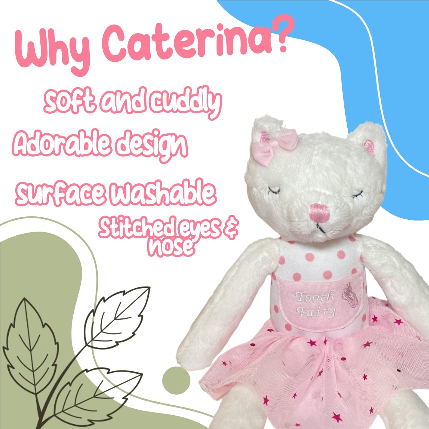 Caterina The Cat Ballerina Tooth Fairy Pillow with Tooth Fairy's Night Book