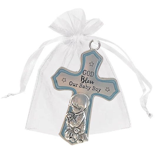 Crib Cross "God Bless Our Baby Boy" in a Gift Box