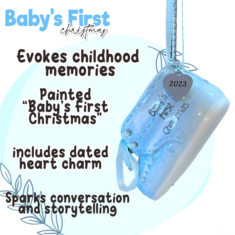 Baby Boy Ornament - First Christmas Shoe 2025