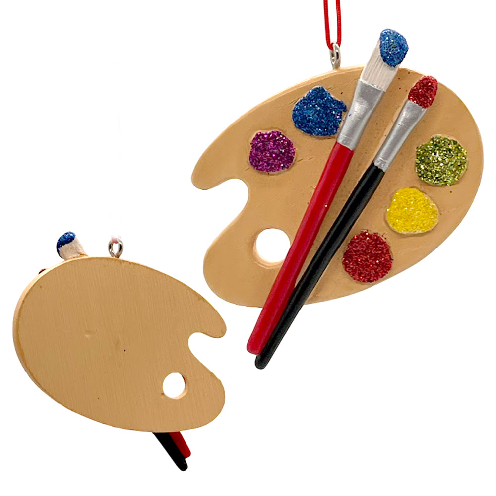 Painters Palette Resin Hanging Christmas Ornament - Size 3 in.