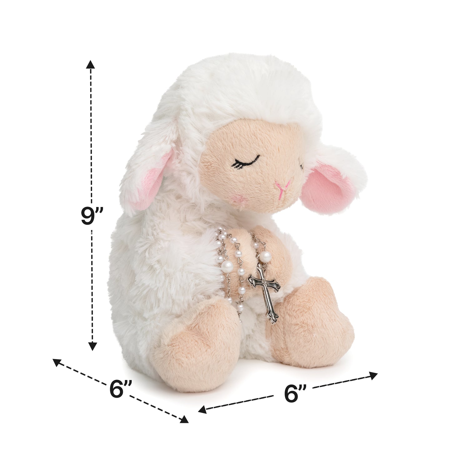 Blessed Plush Lamb with Rosary Set and Prayer Pamphlet