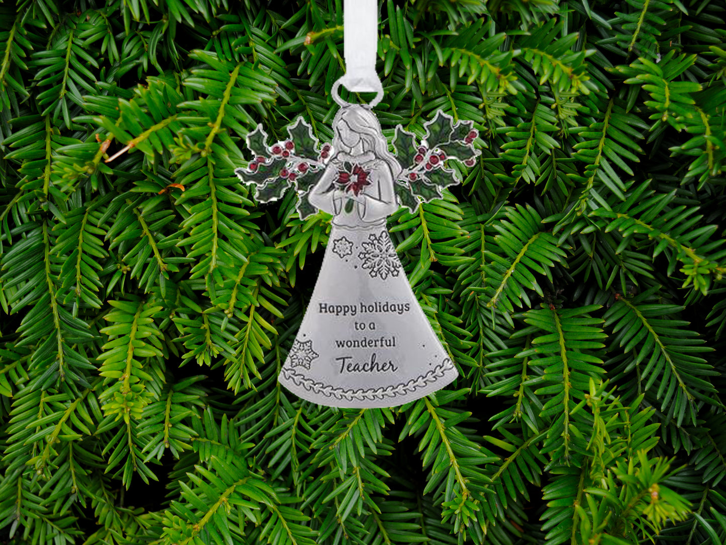 Teacher Angel Happy Holidays to a Wonderful Teacher Ornament