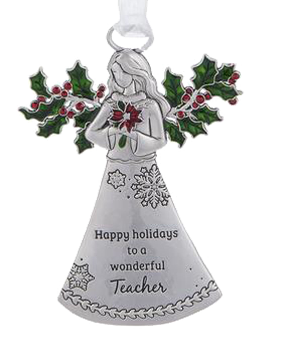 Teacher Angel Happy Holidays to a Wonderful Teacher Ornament