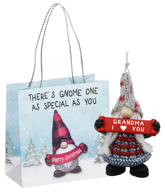 Gnome Grandma I Heart You Holiday Gnome Ornament