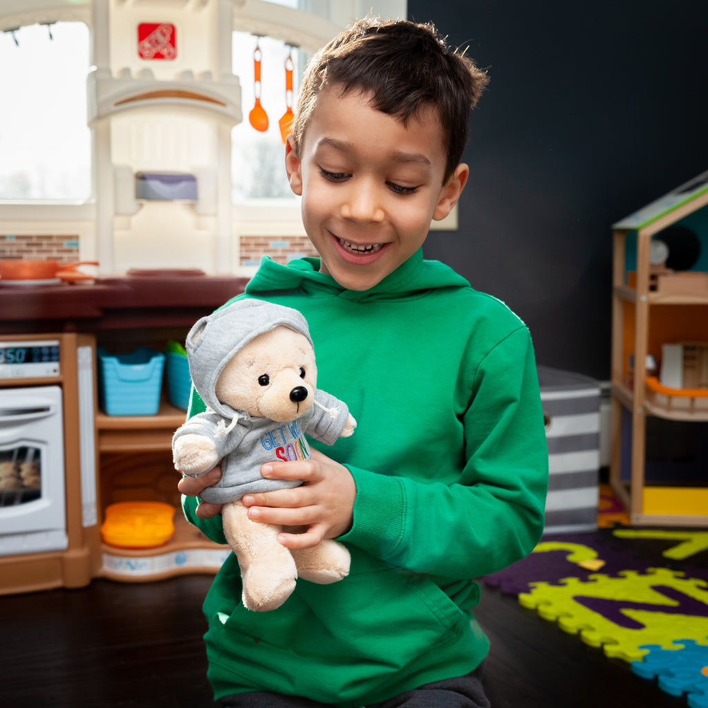 Get Well Bear Plush - Grey Hoodie