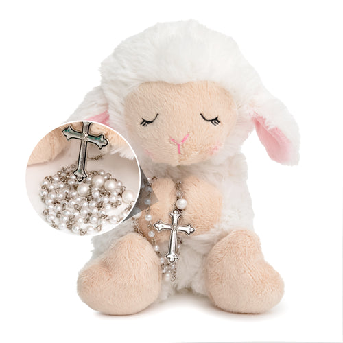 Plush Lamb with Rosary Set